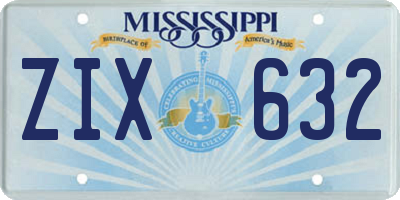 MS license plate ZIX632