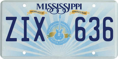 MS license plate ZIX636
