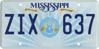 MS license plate ZIX637