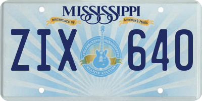 MS license plate ZIX640