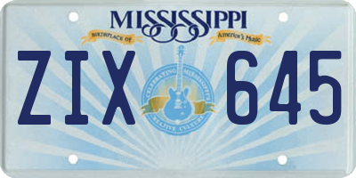 MS license plate ZIX645