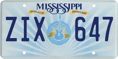 MS license plate ZIX647