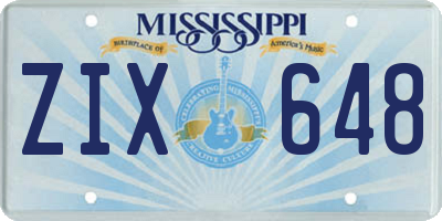 MS license plate ZIX648
