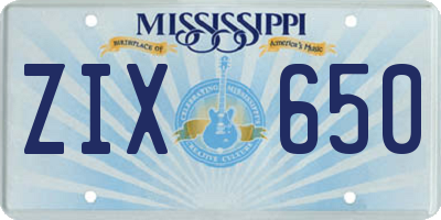 MS license plate ZIX650