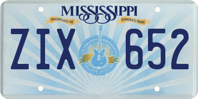 MS license plate ZIX652