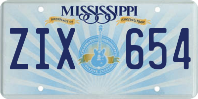 MS license plate ZIX654