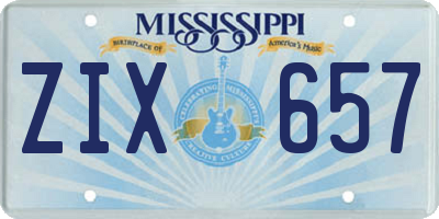MS license plate ZIX657