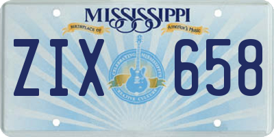 MS license plate ZIX658