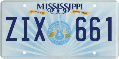 MS license plate ZIX661