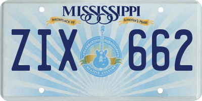 MS license plate ZIX662