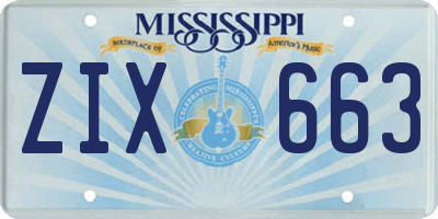 MS license plate ZIX663