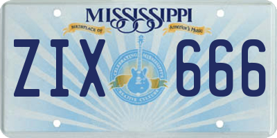 MS license plate ZIX666