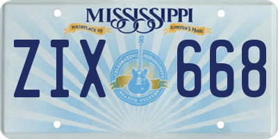 MS license plate ZIX668
