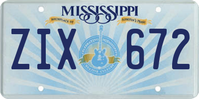 MS license plate ZIX672