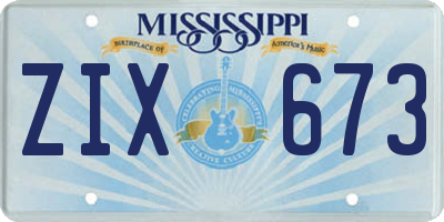 MS license plate ZIX673