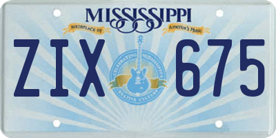 MS license plate ZIX675