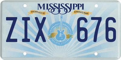 MS license plate ZIX676