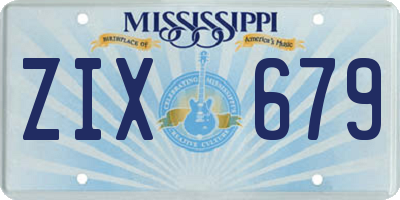 MS license plate ZIX679