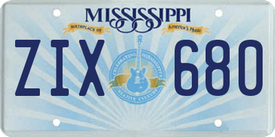 MS license plate ZIX680