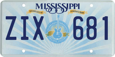 MS license plate ZIX681