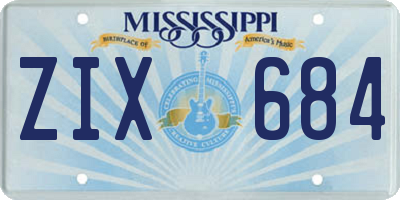 MS license plate ZIX684