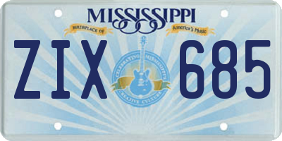 MS license plate ZIX685