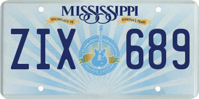 MS license plate ZIX689