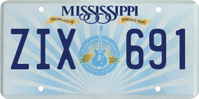 MS license plate ZIX691