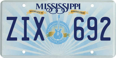 MS license plate ZIX692