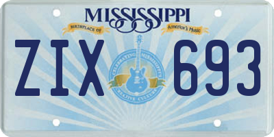 MS license plate ZIX693
