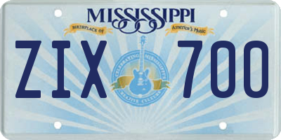 MS license plate ZIX700