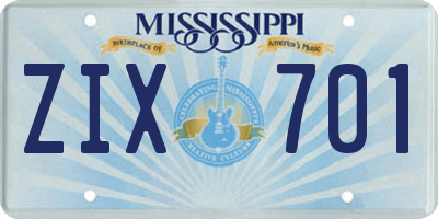 MS license plate ZIX701