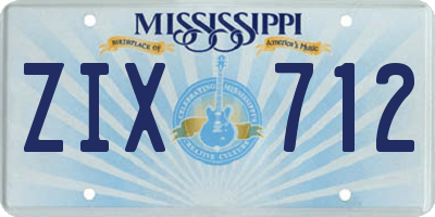 MS license plate ZIX712
