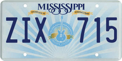 MS license plate ZIX715