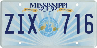 MS license plate ZIX716