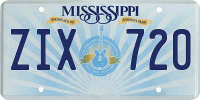 MS license plate ZIX720