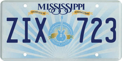 MS license plate ZIX723