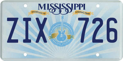 MS license plate ZIX726