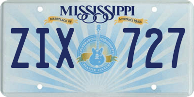 MS license plate ZIX727