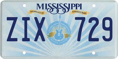 MS license plate ZIX729