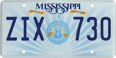 MS license plate ZIX730