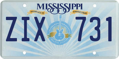 MS license plate ZIX731