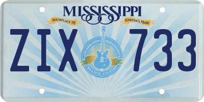 MS license plate ZIX733