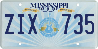 MS license plate ZIX735