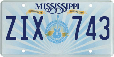 MS license plate ZIX743