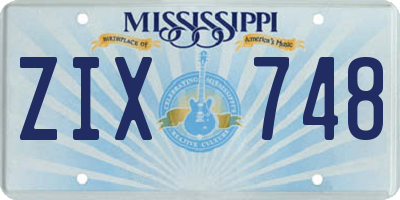 MS license plate ZIX748
