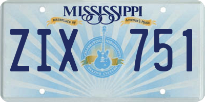 MS license plate ZIX751