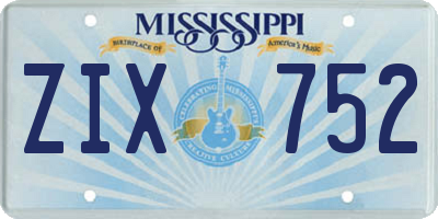 MS license plate ZIX752