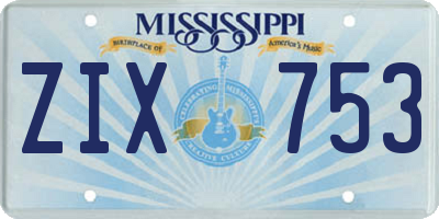 MS license plate ZIX753