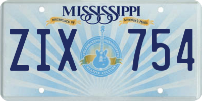 MS license plate ZIX754